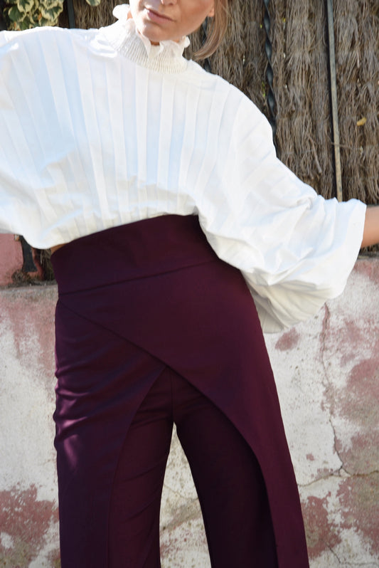 PANTALON DOUBLE GRENAT