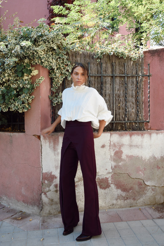 PANTALON DOUBLE GRENAT