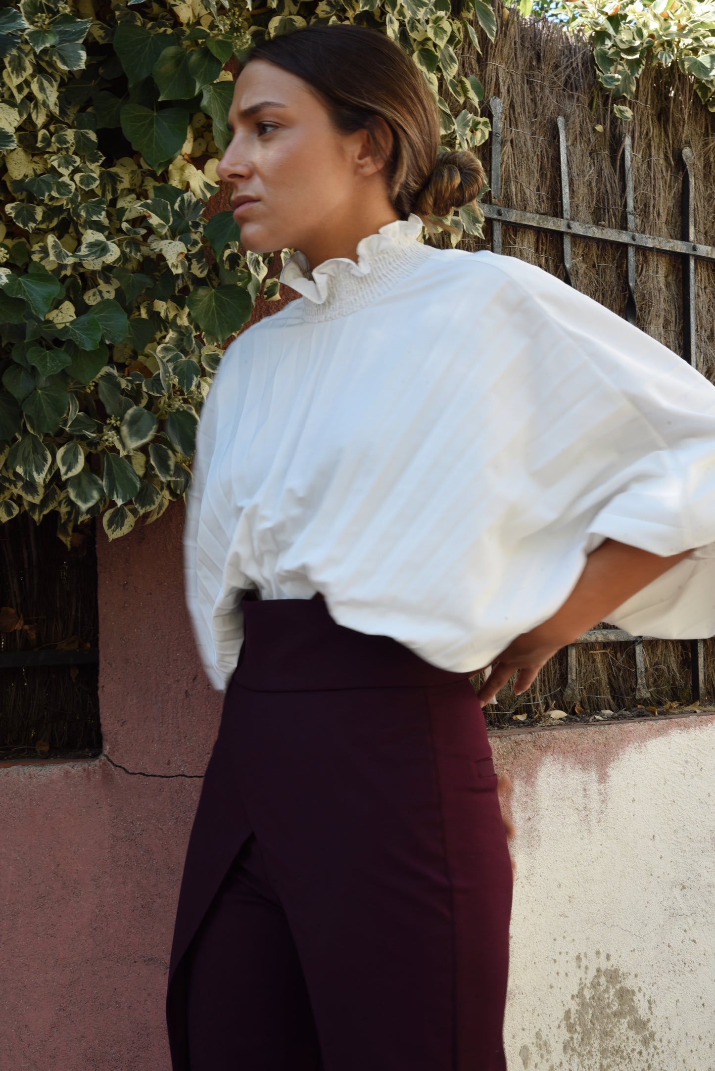 PANTALON DOUBLE GRENAT