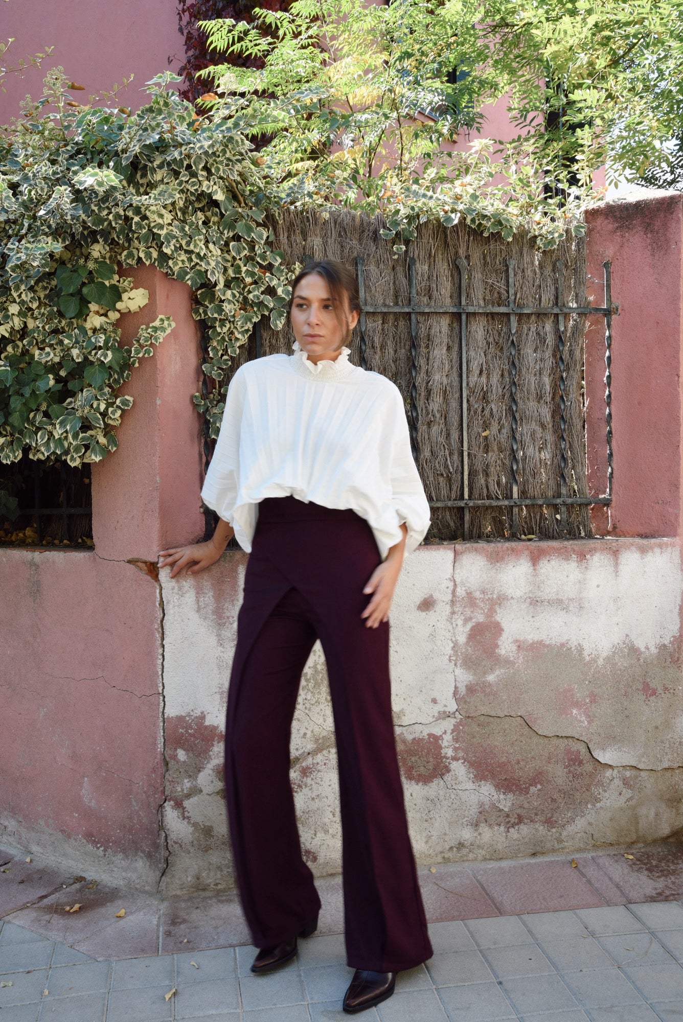 PANTALON DOUBLE GRENAT